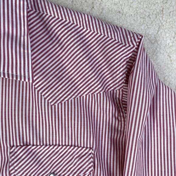 Champion Western Mens 19x35 Red Stripe Shirt Long Sleeve Pearl Snap Rodeo - Picture 5 of 9